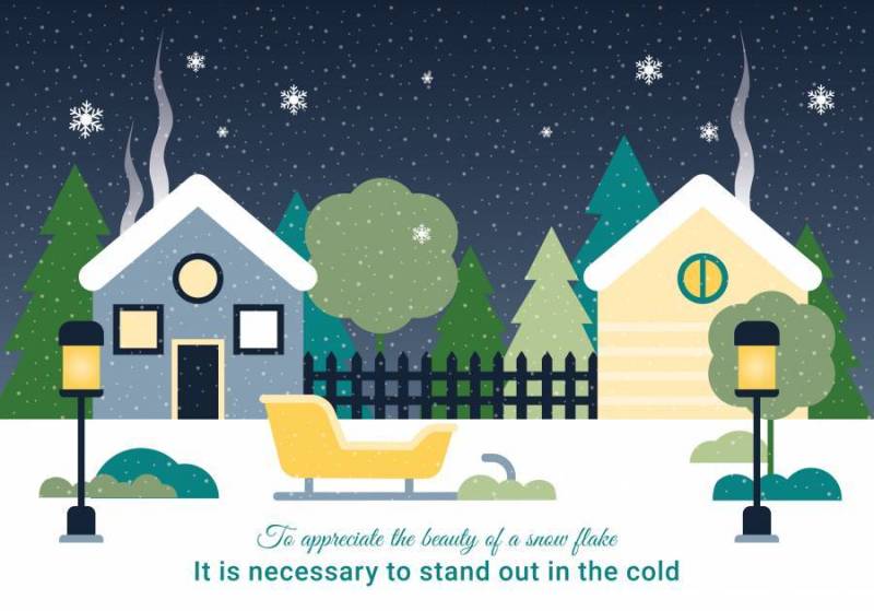  平面设计矢量冬季景观