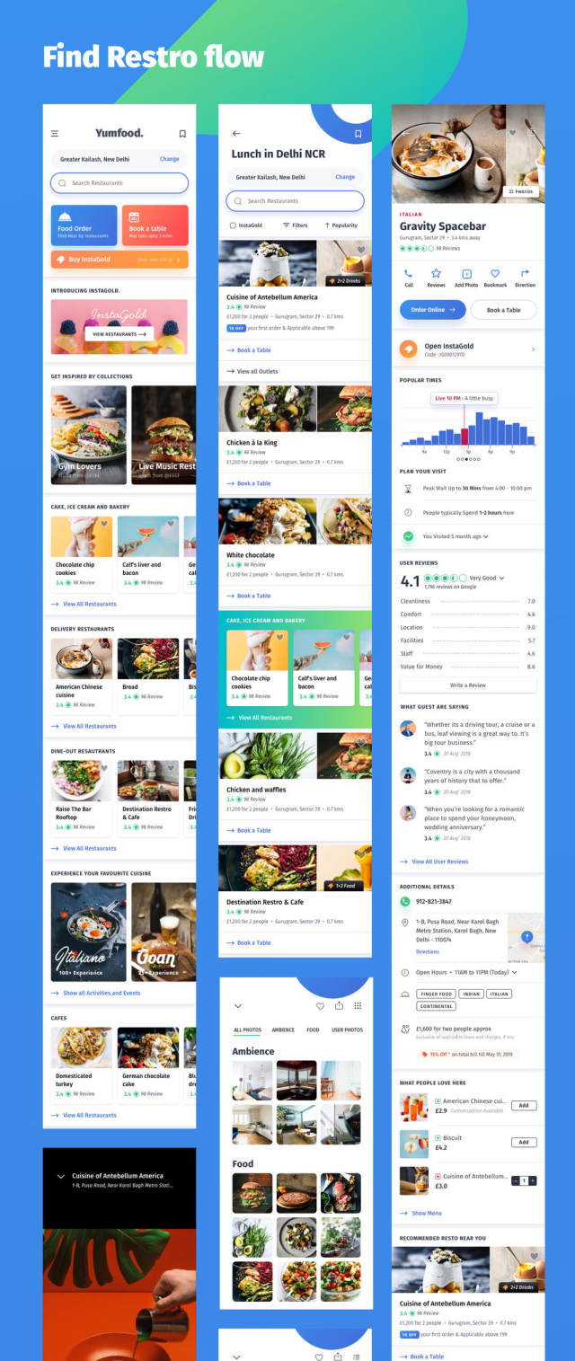 找到最好的餐馆,咖啡馆和酒吧,YumFood - Mobile App UI套件 找到最好的餐馆,咖啡馆和酒吧,YumFood - Mobile App UI套件