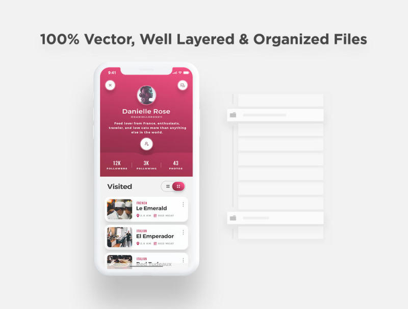 iOS Food＆Restaurants App UI Kit - 适用于Sketch，Photoshop和XD，Scarlett iOS UI工具包