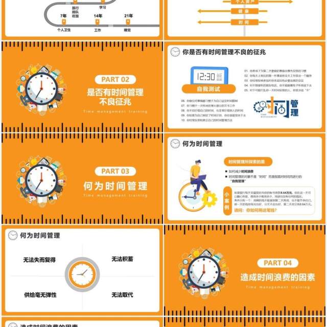 简约黄色时间管理培训PPT模板