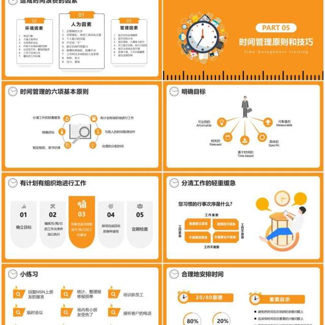 简约黄色时间管理培训PPT模板