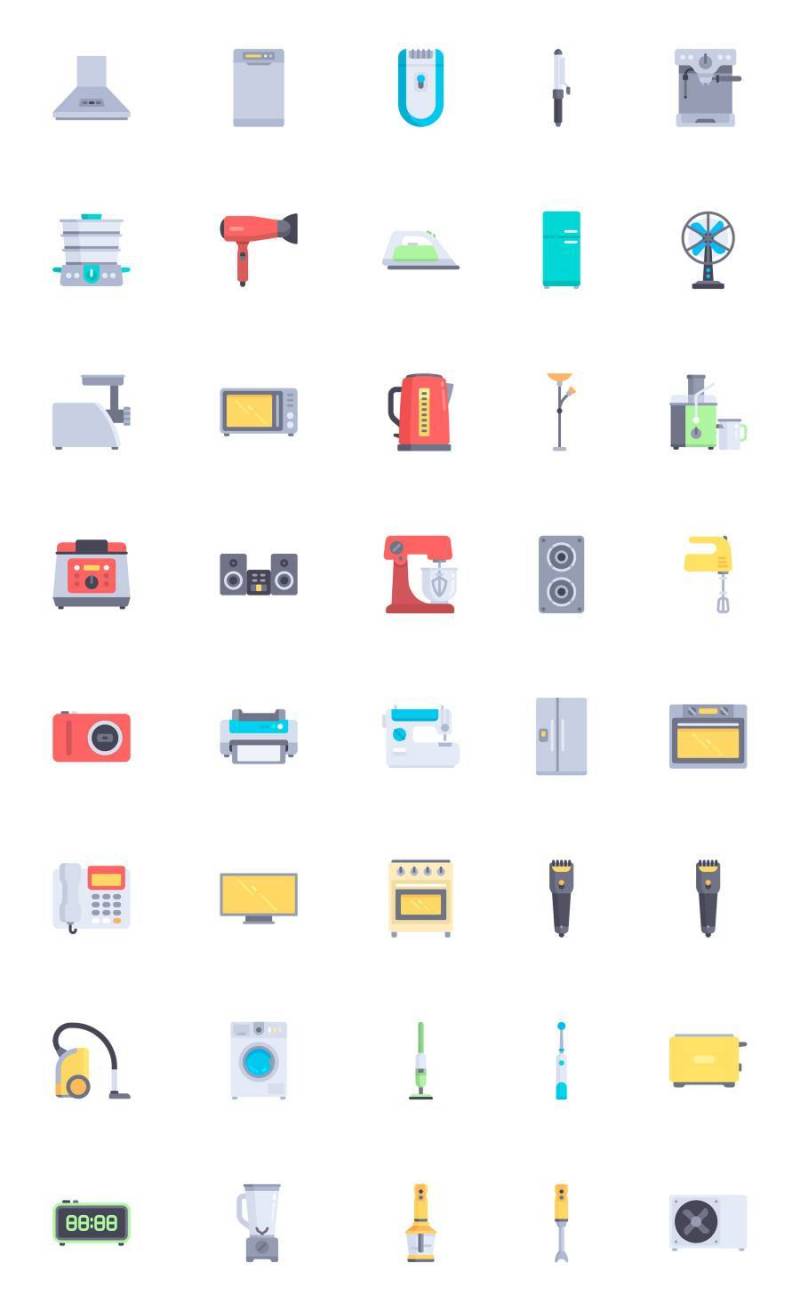 40 枚家用电器扁平图标