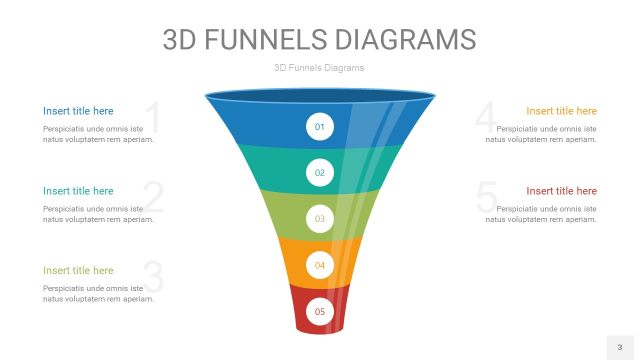 彩色3D漏斗PPT信息图表3 彩色3D漏斗PPT信息图表3