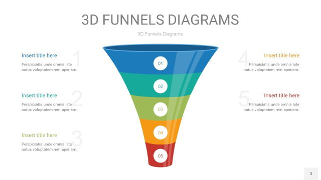 彩色3D漏斗PPT信息图表3