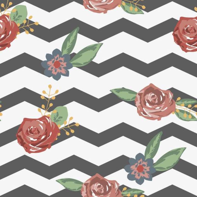 Watercolor roses in a chevron background