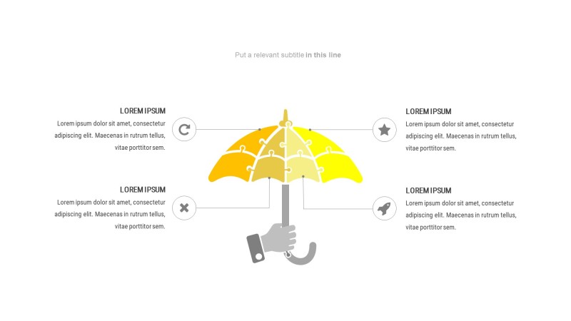 黄色关联关系PPT图表-5