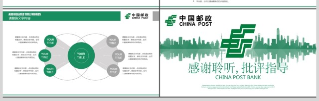 简约中国邮政银行计划总结数据报告PPT