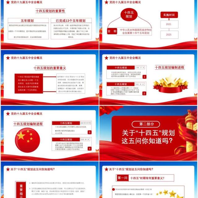 红色党政风2020中国共产党十九届五中全会学习党建党课通用PPT模板 红色党政风2020中国共产党十九届五中全会学习党建党课通用PPT模板