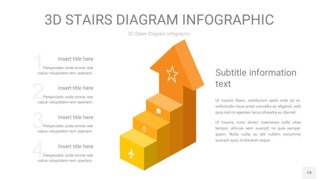 渐变黄色3D阶梯PPT图表19
