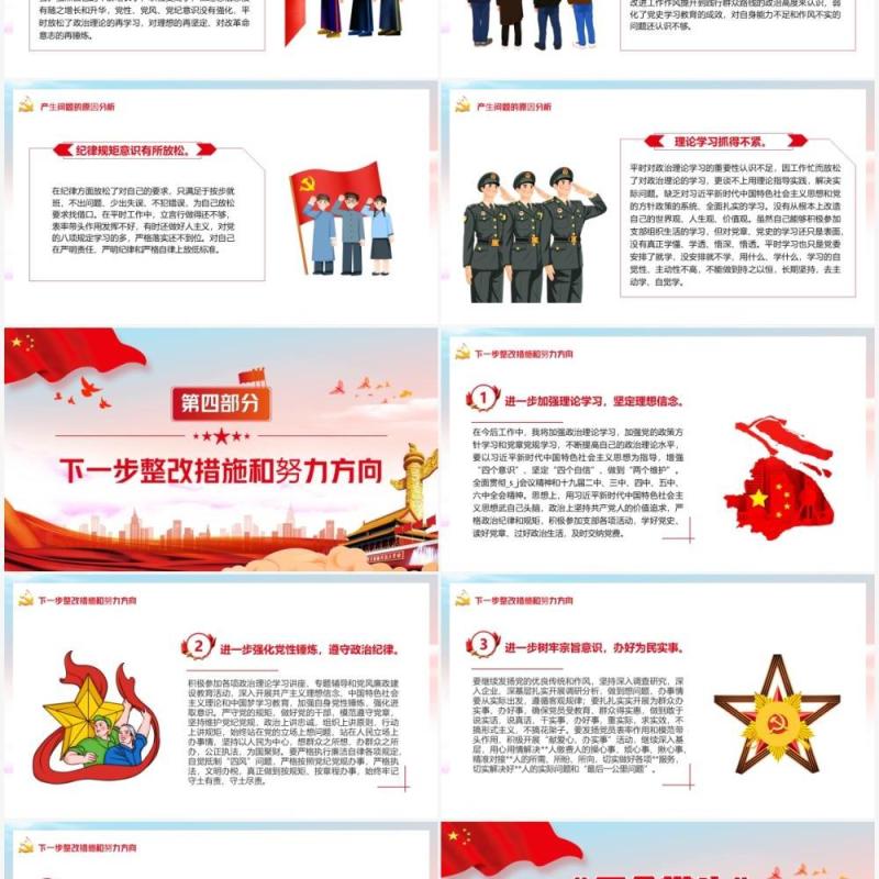 “五个带头”个人对照检查材料党史学习专题党课PPT模板