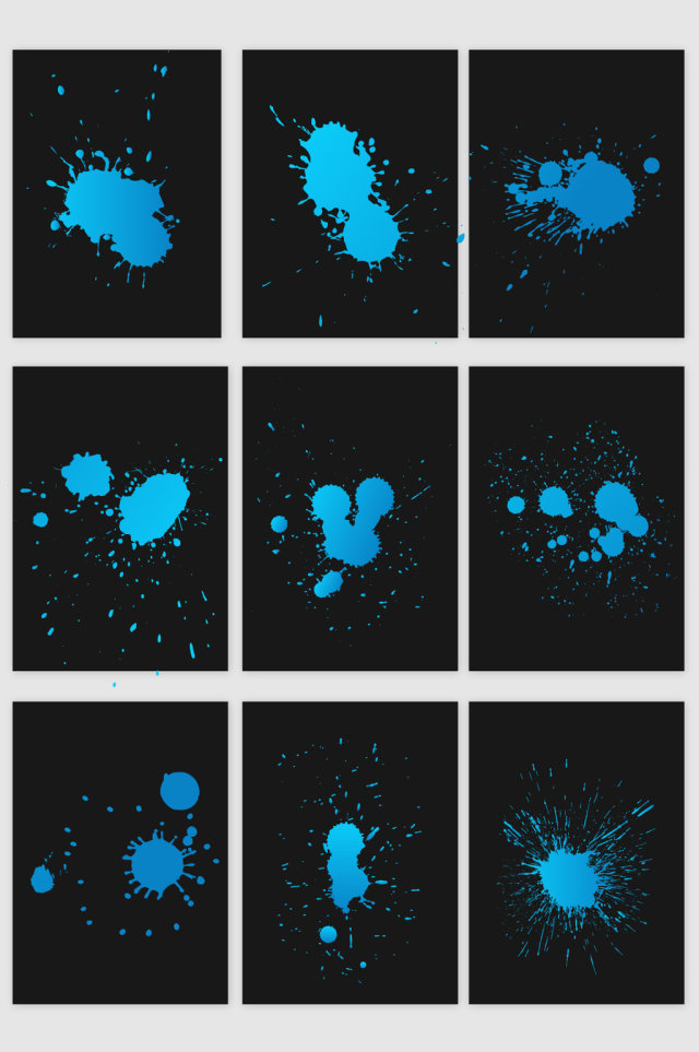 蓝色水墨喷溅渐变矢量素材