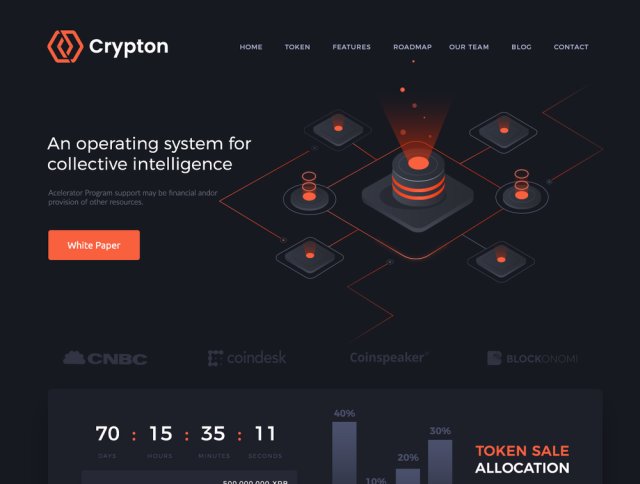 用于Photoshop的Blockchain ICO登陆页面,Crypton ICO登陆 用于Photoshop的Blockchain ICO登陆页面,Crypton ICO登陆