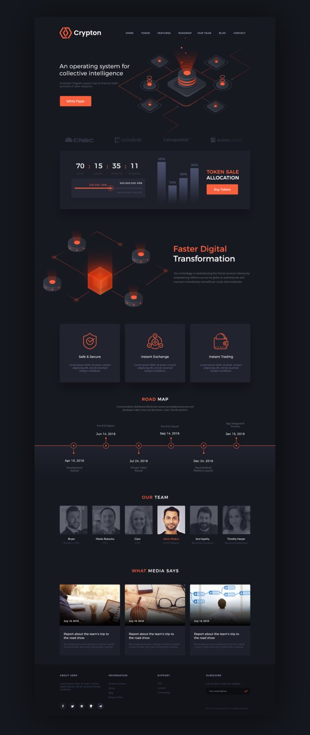 用于Photoshop的Blockchain ICO登陆页面,Crypton ICO登陆 用于Photoshop的Blockchain ICO登陆页面,Crypton ICO登陆