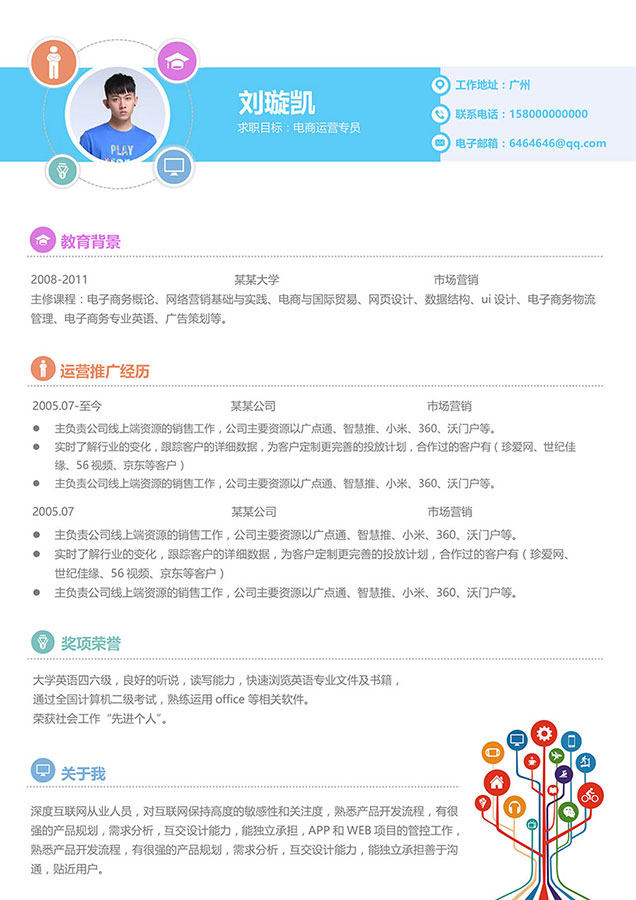 活泼明朗风格个人求职简历WORD模板14 活泼明朗风格个人求职简历WORD模板14