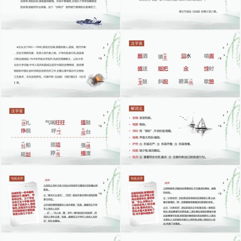 部编版七年级语文上册边城课件PPT模板