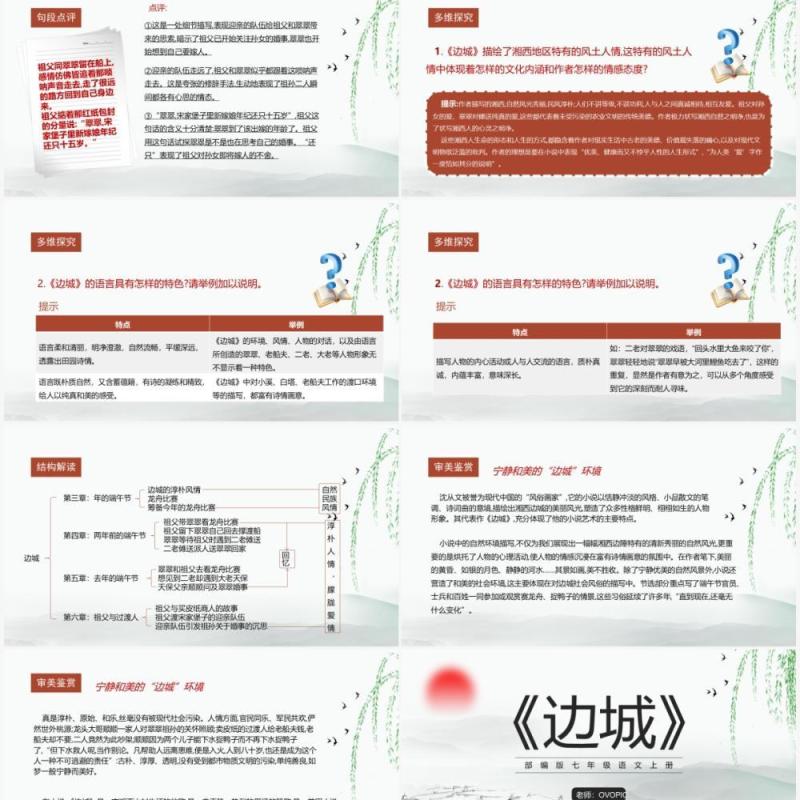 部编版七年级语文上册边城课件PPT模板