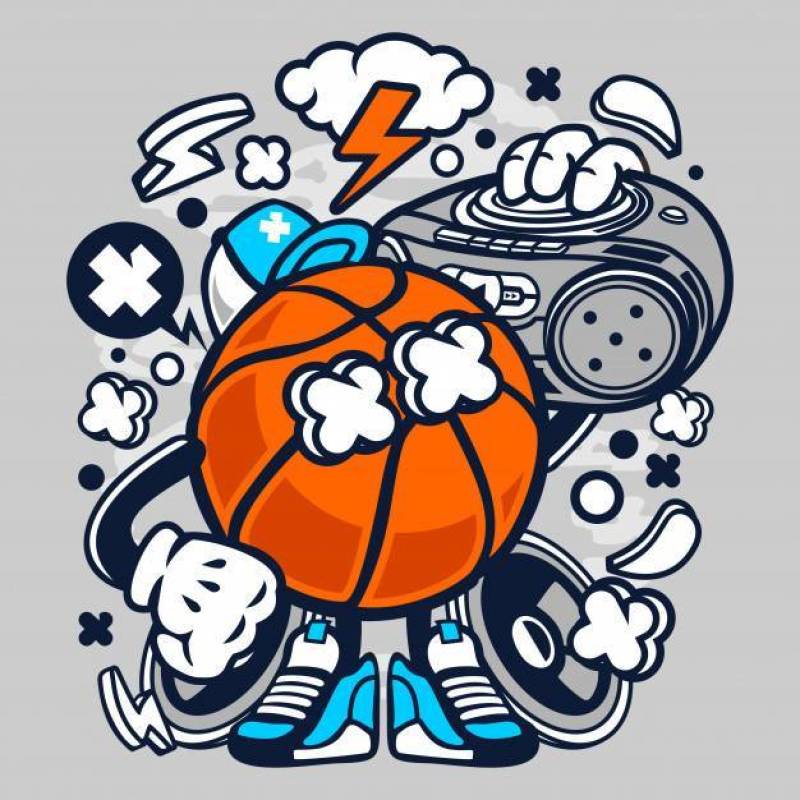 Basketball Boombox Beat Cartoon