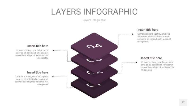 深紫色3D分层PPT信息图27