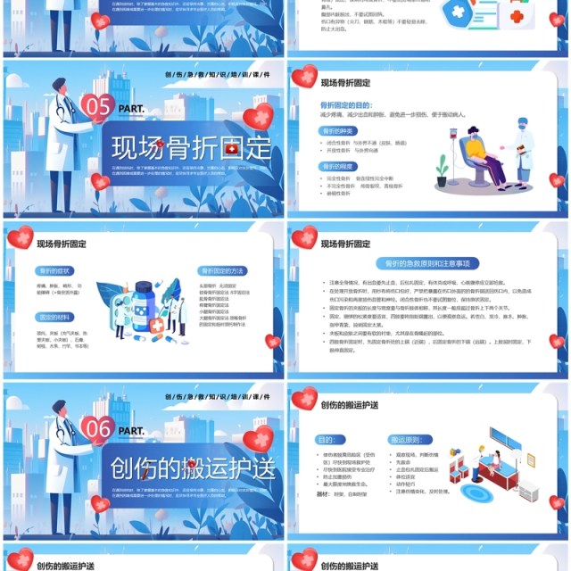 蓝色卡通风创伤急救知识培训PPT模板 蓝色卡通风创伤急救知识培训PPT模板
