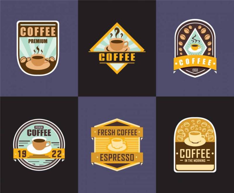 咖啡徽章标志矢量