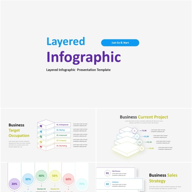 商业分层信息图表PPT模板Layered Infographic