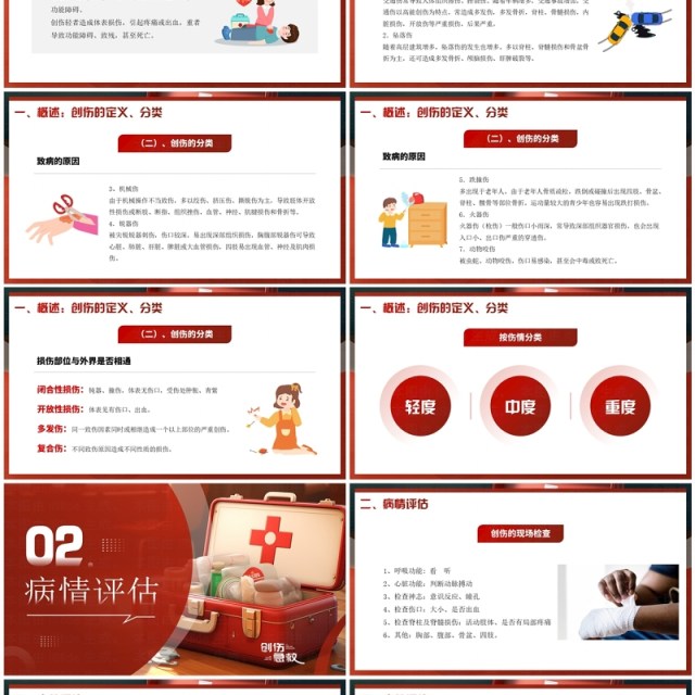红色简约风创伤急救知识PPT模板 红色简约风创伤急救知识PPT模板