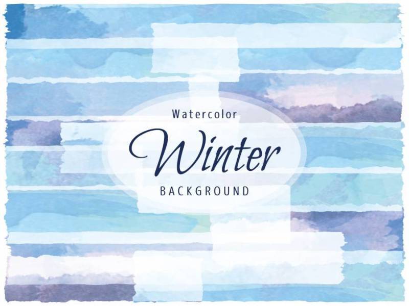 背景水彩画水彩冬季颜色蓝色系列