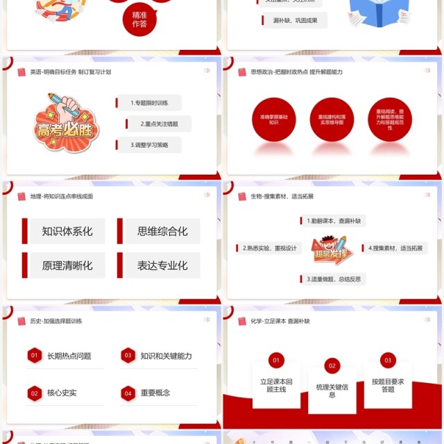 红色简约卡通风高考冲刺主题PPT模板 红色简约卡通风高考冲刺主题PPT模板