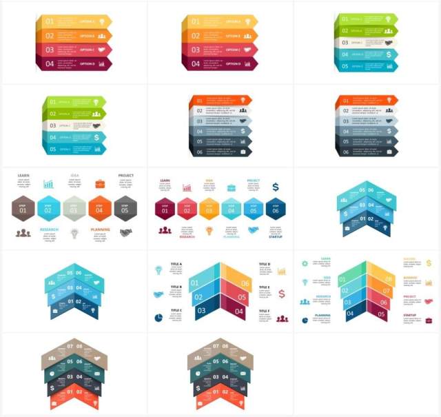 彩色目录标题信息图表PPT素材Charts 彩色目录标题信息图表PPT素材Charts