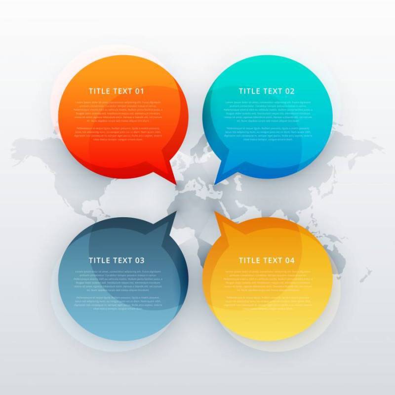 四个讲话泡泡在信息图表模板样式