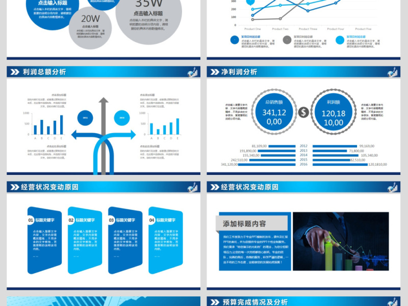 蓝色大气企业财务数据统计分析报告PPT