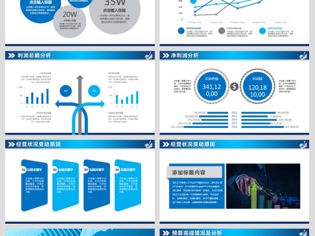 蓝色大气企业财务数据统计分析报告PPT