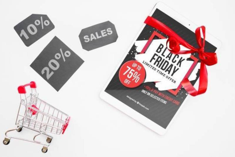Black friday mockup with tablet
