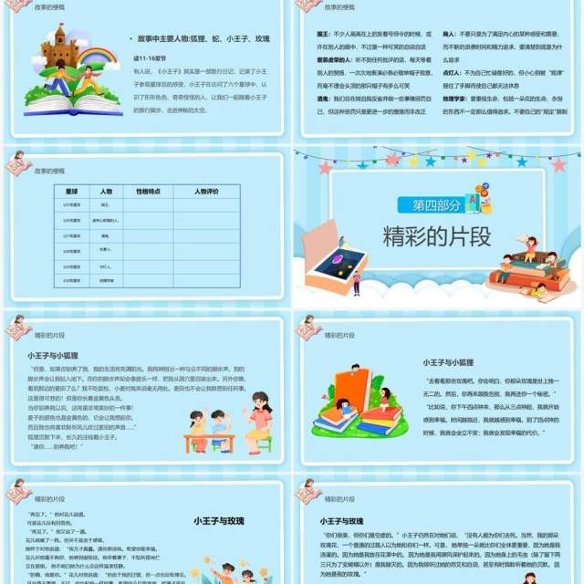 蓝色卡通风小王子读书分享会PPT模板 蓝色卡通风小王子读书分享会PPT模板