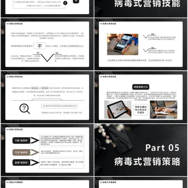 黑色商务风企业病毒式营销技能管理培训通用PPT模板