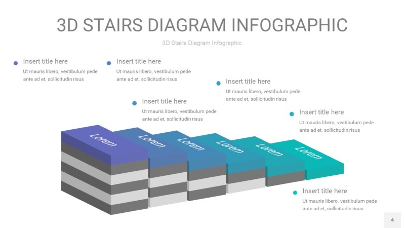 青色渐变3D阶梯PPT图表4