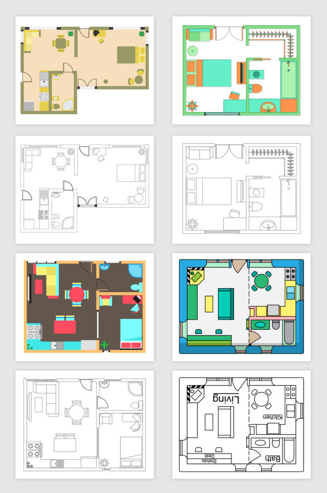 矢量室内设计平面图元素