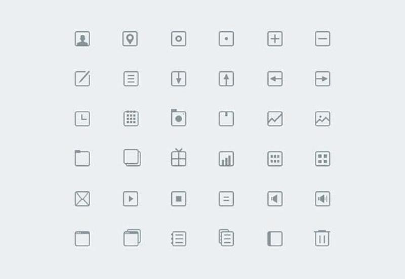 36 thin icons PSD