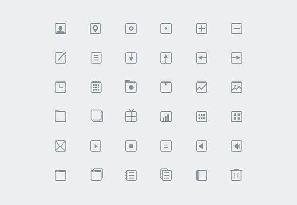 36 thin icons PSD