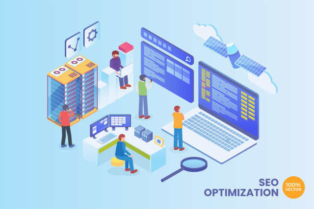 2.5D等距搜索引擎优化矢量插画AI素材场景概念Isometric SEO Optimization Vector Concept 2.5D等距搜索引擎优化矢量插画AI素材场景概念Isometric SEO Optimization Vector Concept