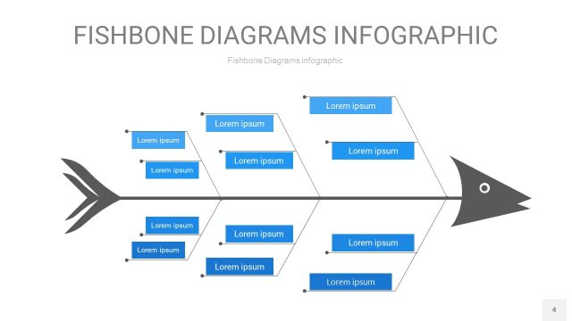 蓝色鱼骨PPT信息图表4