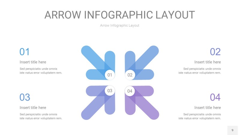 渐变紫色箭头PPT信息图表9