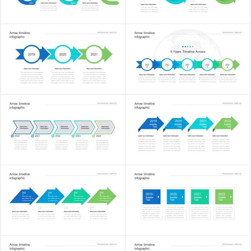 时间线发展时间轴箭头流程图可视化信息图表PPT模板