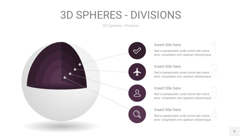 深紫色3D球体切割PPT信息图6