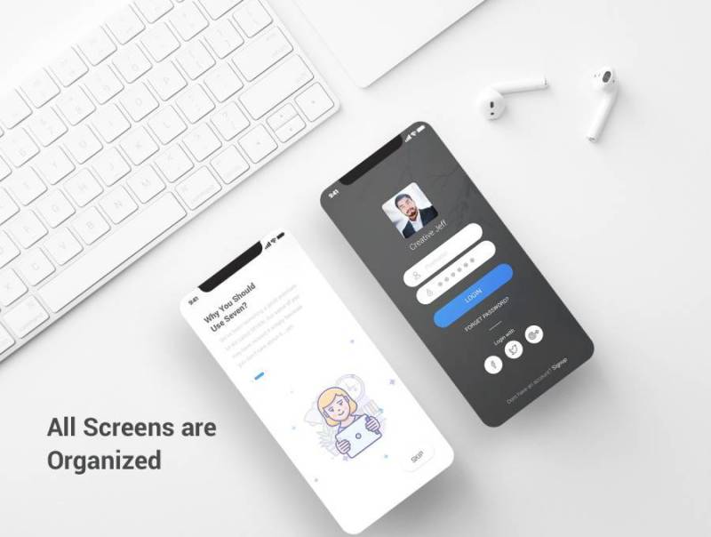 iPhone X Sketch，PSD和XD移动应用UI套件专为餐厅设计。，七餐厅UI套件