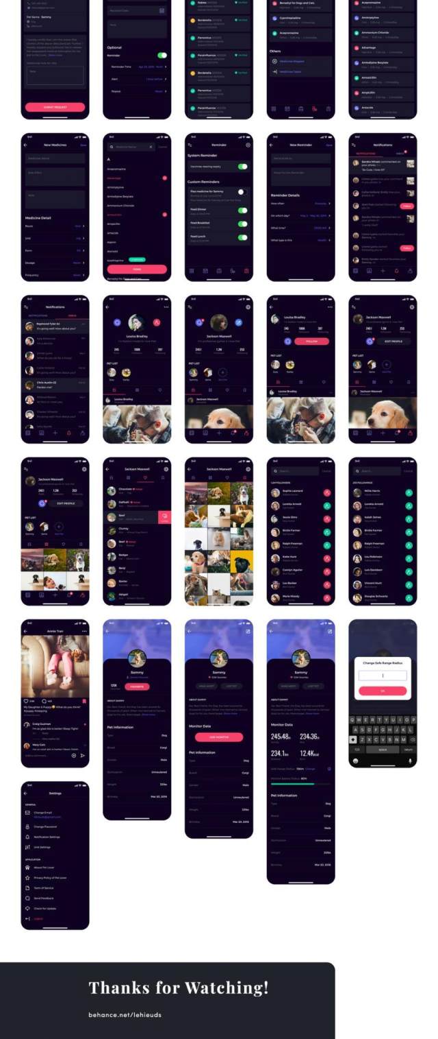 80多个独特的iOS X屏幕宠物社交网络和健康跟踪应用程序UI工具包(含sketch和XD源文件) 80多个独特的iOS X屏幕宠物社交网络和健康跟踪应用程序UI工具包(含sketch和XD源文件)