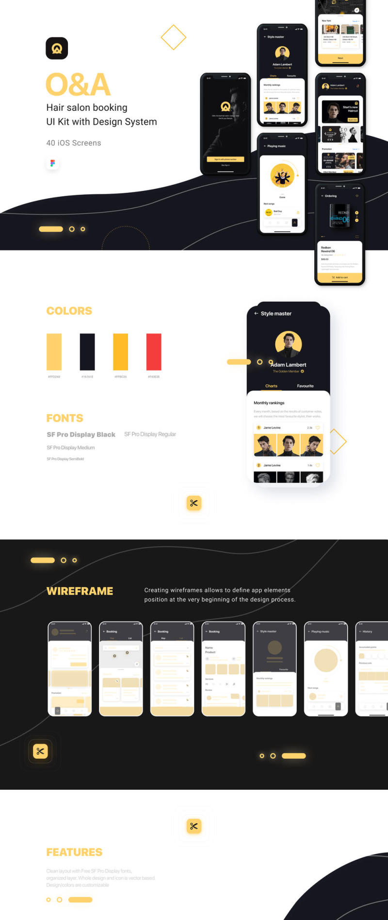 40个+屏幕设计理发预订应用程序,O&A - 理发订房UI工具包 40个+屏幕设计理发预订应用程序,O&A - 理发订房UI工具包