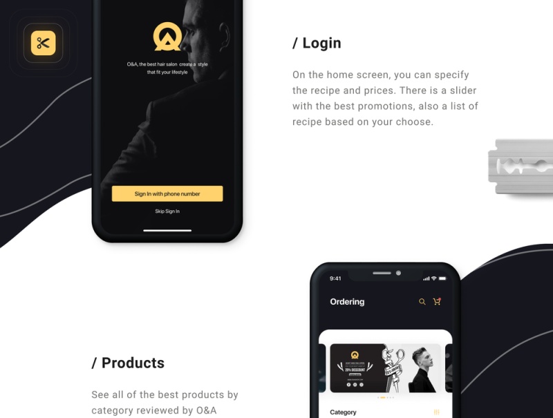 40个+屏幕设计理发预订应用程序,O&A - 理发订房UI工具包 40个+屏幕设计理发预订应用程序,O&A - 理发订房UI工具包