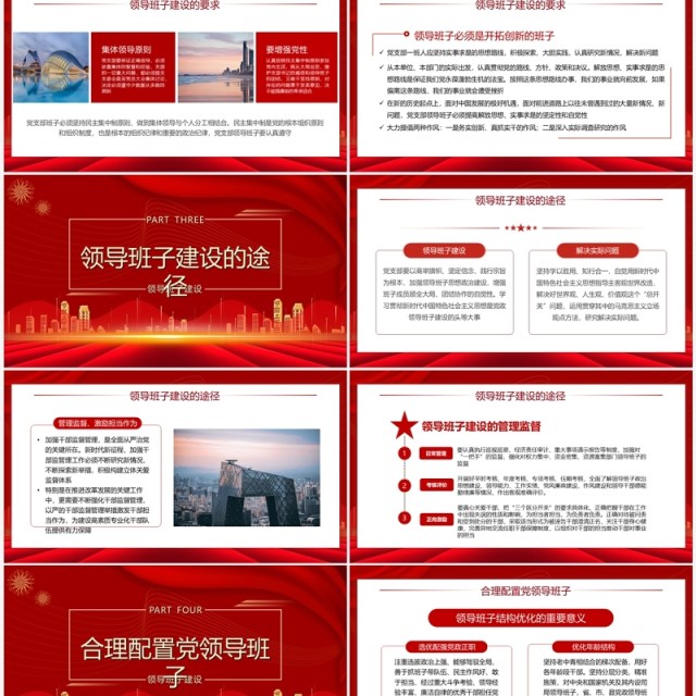 红色党支部的领导班子建设PPT模板 红色党支部的领导班子建设PPT模板