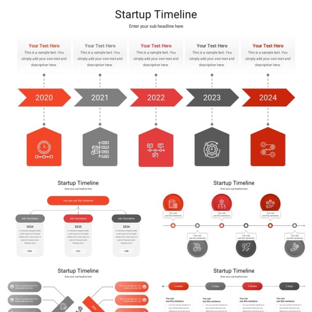 启动时间表信息图表格PPT模板素材Startup Timeline